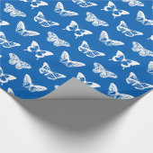 Papier Cadeau Croquis de papillon, bleu de cobalt et blanc (Coin)