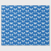Papier Cadeau Croquis de papillon, bleu de cobalt et blanc (Plat)