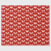 Papier Cadeau Croquis de papillon, rouge-foncé et blanc (Plat)