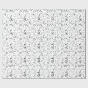 Papier Cadeau croquis de scientifique sur papier d'emballage