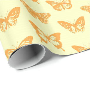 Papier Cadeau Croquis, jaune et orange de papillon