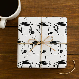 Papier Cadeau Croquis minimaliste pour la pâte à café tirée à la