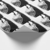 Papier Cadeau Croquis noir et blanc Loup gris (Coin)