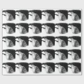 Papier Cadeau Croquis noir et blanc Loup gris (Plat)