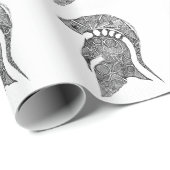 Papier Cadeau Croquis spartiate de casque (Coin rond)