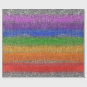 Papier Cadeau Crosshatch gris rayé arc-en-ciel rustique (Plat)