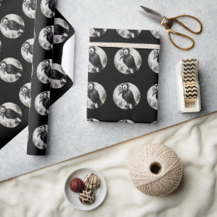 Papier Cadeau Crow noir gothique et tour Halloween Éffrayant