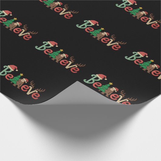 Papier Cadeau Croyez Bigfoot Sasquatch Père Noël Reindeer Noël (Coin)