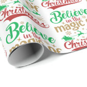 Papier Cadeau Croyez En La Magie Des Fêtes De Noël (Coin rond)