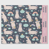 Papier Cadeau Croyez en Unicorns Bleu et Rose fille Motif enfant (Plat)