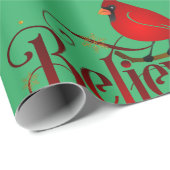 Papier Cadeau Croyez Noël cardinal (Coin rond)