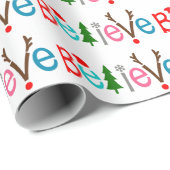 Papier Cadeau Croyez Santa Hat Reindeer Antlers | Noël (Coin rond)