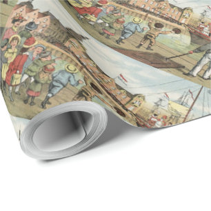 Papier Cadeau Cru de arrivée de Sinterklaas de Néerlandais de