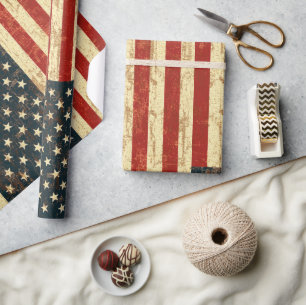 Papier Cadeau Cru de drapeau américain affligé