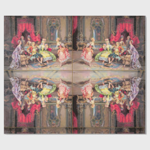 Papier Cadeau Cru du 18ème siècle d'antiquité de scène