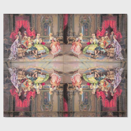 Papier Cadeau Cru du 18ème siècle d'antiquité de scène (Plat)