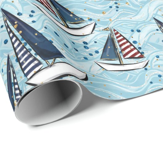 Papier Cadeau Cruise Nautical Patriotic Pattern  (Coin rond)