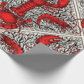 Papier Cadeau Crustacés en rouge, noir et ivoire (Coin)