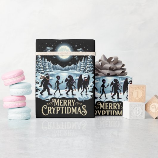 Papier cadeau Cryptid Noël Bigfoot Alien Mothman (Baby Shower)