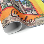 Papier Cadeau Cuba Vintage Travel - Salutations de La Havane (Coin rond)