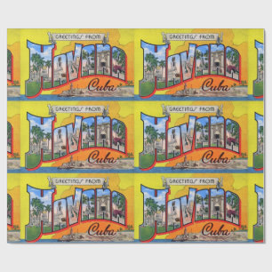 Papier Cadeau Cuba Vintage Voyage - Salutations d'Havane