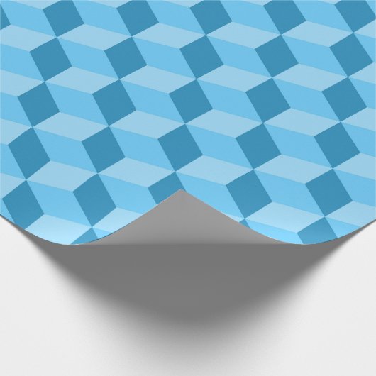 PAPIER CADEAU CUBE BLEU CLAIR MOTIFS (Coin)
