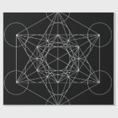 Papier Cadeau Cube de Métatron Noir & Blanc (Plat)