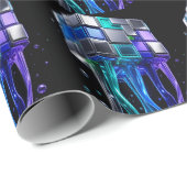 Papier Cadeau Cube de puzzle chromé futuriste (Coin rond)