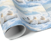 Papier Cadeau Cube D'Ours Polaire Sur Glace (Coin rond)