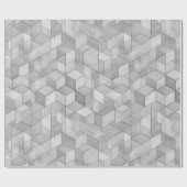 Papier Cadeau Cube Géométrique Motif Abstrait Gris Argent (Plat)