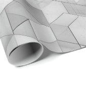 Papier Cadeau Cube Géométrique Motif Abstrait Gris Argent (Coin rond)