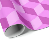 PAPIER CADEAU CUBE GÉOMÉTRIQUE ROSE CLAIR MOTIFS (Coin rond)