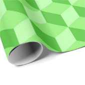 PAPIER CADEAU CUBE VERT CLAIR MOTIFS DE CUBE GÉOMÉTRIQUE (Coin rond)