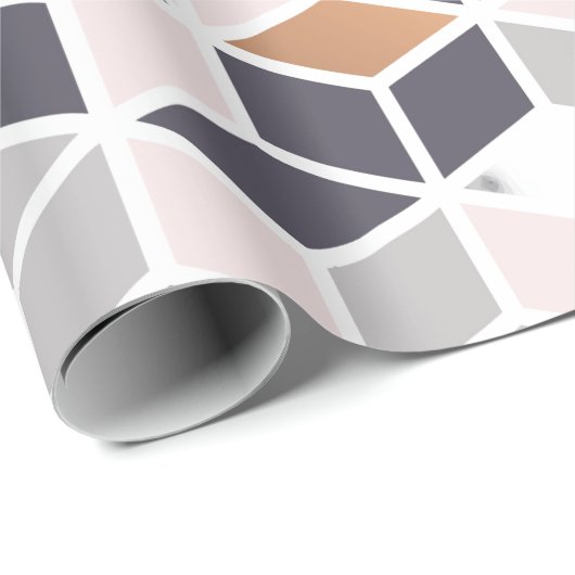 Papier Cadeau cubes Brown et blancs motif géométrique (Coin rond)