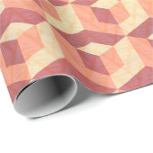 Papier Cadeau Cubes géométriques Beige et Motif Brown (Coin rond)