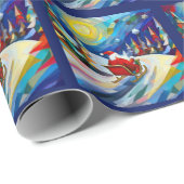 Papier Cadeau Cubism Santa Christmas Holiday  (Coin rond)