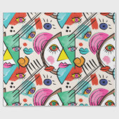 Papier Cadeau Cubisme moderne Abstrait Artsy Femme Visages (Plat)