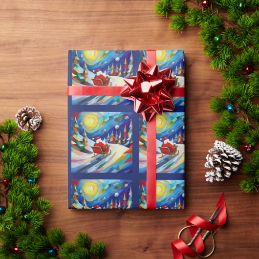 Papier Cadeau Cubisme Santa Noël Vacances (Cadeau de vacances)