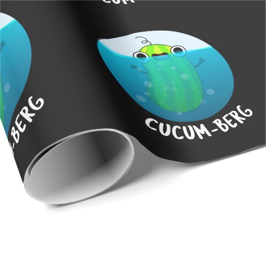 Papier Cadeau Cucum-berg Funny Concomber Pun Dark BG (Coin rond)
