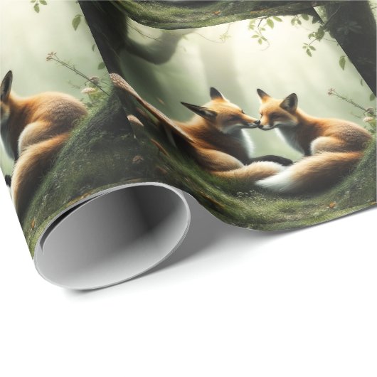 Papier Cadeau Cuddle Fox dans la forêt de Misty (Coin rond)