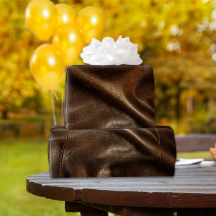 Papier Cadeau Cuir Brown brillant Faux