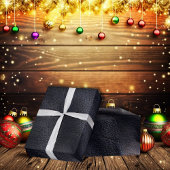 Papier Cadeau Cuir noir brillant Faux