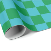 Papier Cadeau Cuisine amusante moderne Checkerboard bleu vert gé (Coin rond)