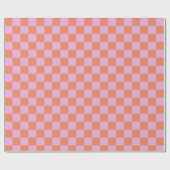 Papier Cadeau Cuisine amusante moderne Checkerboard Coral rose G (Plat)