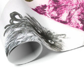 PAPIER CADEAU CUISINE AVEC ROSES ROUGES (Coin rond)