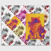 Papier Cadeau CUISINE AVEC ROSES ROUGES, Jaune orange, Bleu (Plat)