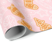 Papier Cadeau Cuisine Brown et blanche Noël rose (Coin rond)