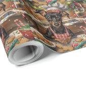 Papier Cadeau Cuisine de vacances allemande Pinscher : Noël fest (Coin rond)