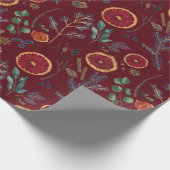 Papier Cadeau Cuisine d'hiver avec pin et orange séché (Coin)