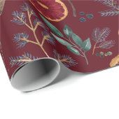 Papier Cadeau Cuisine d'hiver avec pin et orange séché (Coin rond)